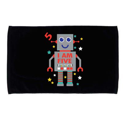 I Am Five Robot Funny Robotics 5 Year Old Birthday Party Microfiber Hand Towel