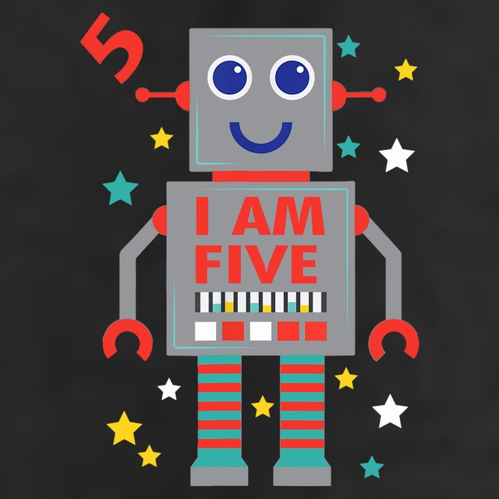 I Am Five Robot Funny Robotics 5 Year Old Birthday Party Microfiber Hand Towel