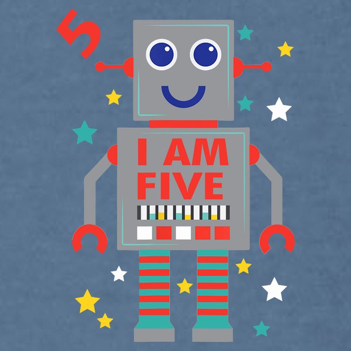I Am Five Robot Funny Robotics 5 Year Old Birthday Party Garment-Dyed Sweatshirt