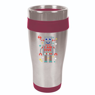 I Am Five Robot Funny Robotics 5 Year Old Birthday Party 16oz Travel Tumbler