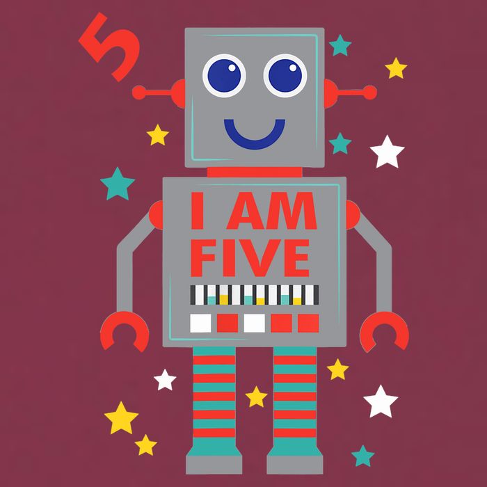 I Am Five Robot Funny Robotics 5 Year Old Birthday Party 16oz Travel Tumbler