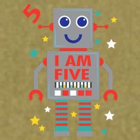 I Am Five Robot Funny Robotics 5 Year Old Birthday Party Garment-Dyed Women's Muscle Tee