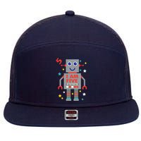 I Am Five Robot Funny Robotics 5 Year Old Birthday Party 7 Panel Mesh Trucker Snapback Hat