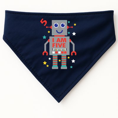 I Am Five Robot Funny Robotics 5 Year Old Birthday Party USA-Made Doggie Bandana