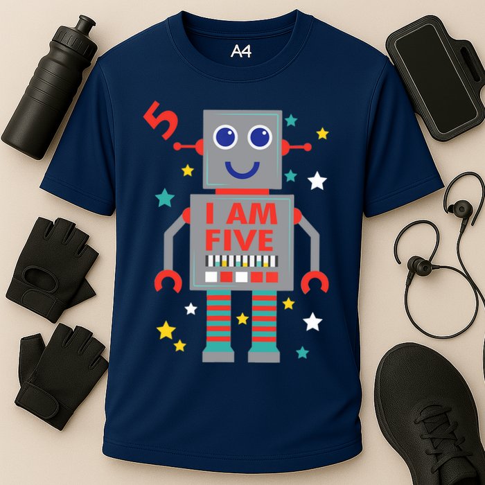 I Am Five Robot Funny Robotics 5 Year Old Birthday Party Performance Shirt