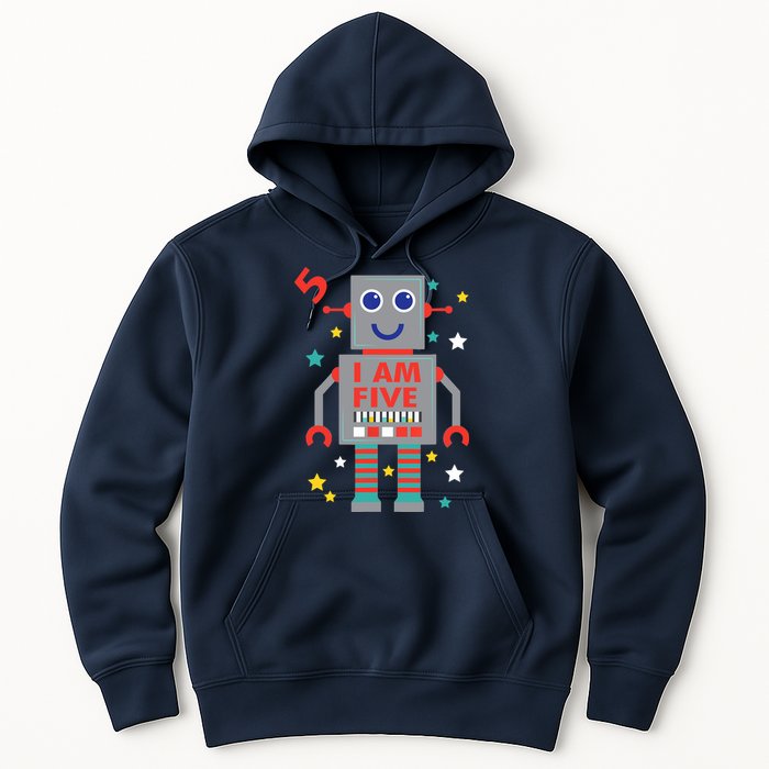 I Am Five Robot Funny Robotics 5 Year Old Birthday Party Hoodie