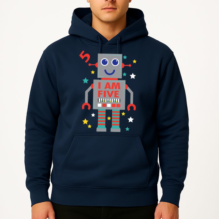 I Am Five Robot Funny Robotics 5 Year Old Birthday Party Hoodie