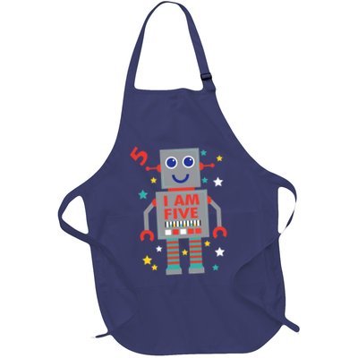 I Am Five Robot Funny Robotics 5 Year Old Birthday Party Apron