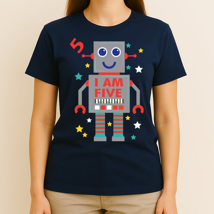 I Am Five Robot Funny Robotics 5 Year Old Birthday Party T-Shirt