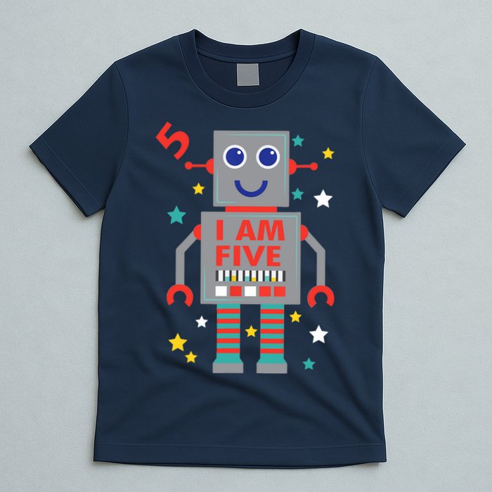 I Am Five Robot Funny Robotics 5 Year Old Birthday Party T-Shirt