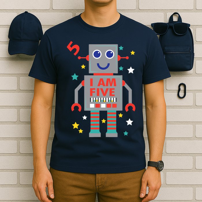 I Am Five Robot Funny Robotics 5 Year Old Birthday Party T-Shirt