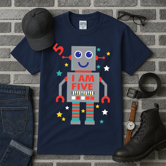 I Am Five Robot Funny Robotics 5 Year Old Birthday Party Tall T-Shirt