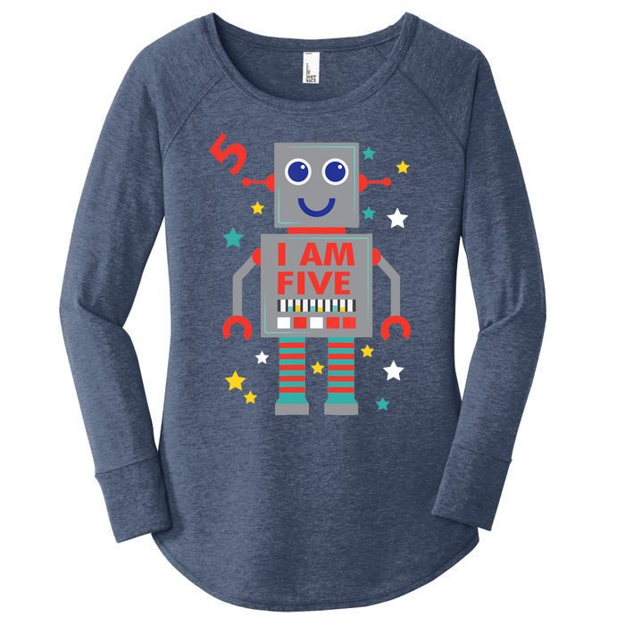 I Am Five Robot Funny Robotics 5 Year Old Birthday Party Women's Perfect Tri Tunic Long Sleeve Shirt