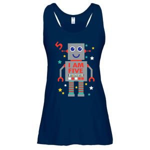 I Am Five Robot Funny Robotics 5 Year Old Birthday Party Ladies Essential Flowy Tank