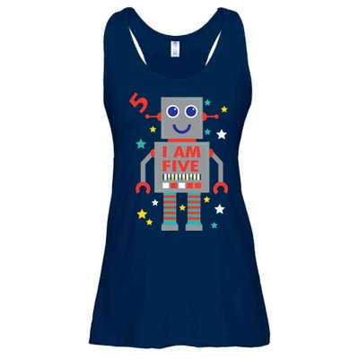 I Am Five Robot Funny Robotics 5 Year Old Birthday Party Ladies Essential Flowy Tank