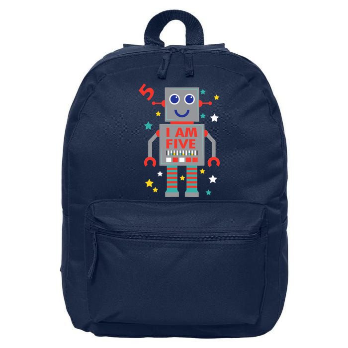 I Am Five Robot Funny Robotics 5 Year Old Birthday Party 16 in Basic Backpack
