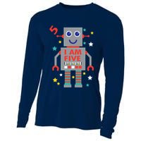 I Am Five Robot Funny Robotics 5 Year Old Birthday Party Cooling Performance Long Sleeve Crew