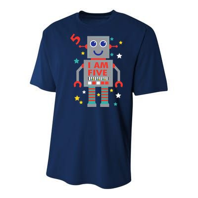 I Am Five Robot Funny Robotics 5 Year Old Birthday Party Youth Performance Sprint T-Shirt