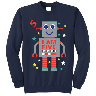 I Am Five Robot Funny Robotics 5 Year Old Birthday Party Tall Sweatshirt