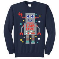 I Am Five Robot Funny Robotics 5 Year Old Birthday Party Tall Sweatshirt