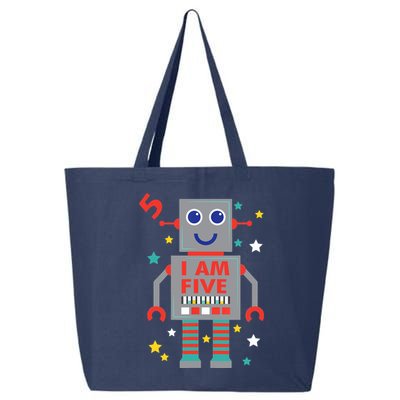 I Am Five Robot Funny Robotics 5 Year Old Birthday Party 25L Jumbo Tote
