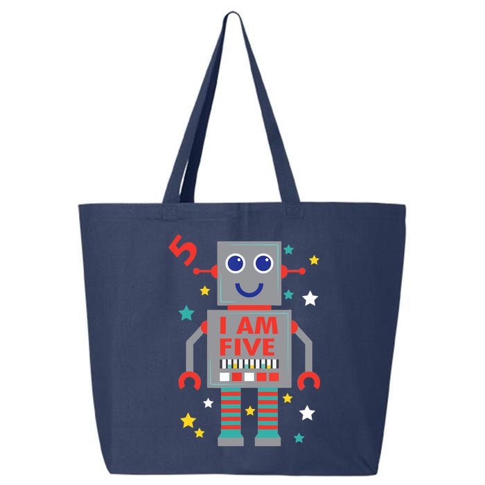 I Am Five Robot Funny Robotics 5 Year Old Birthday Party 25L Jumbo Tote