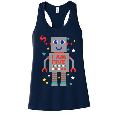 I Am Five Robot Funny Robotics 5 Year Old Birthday Party Womens Tank Top