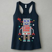 I Am Five Robot Funny Robotics 5 Year Old Birthday Party Womens Tank Top