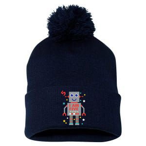 I Am Five Robot Funny Robotics 5 Year Old Birthday Party Pom Pom 12in Knit Beanie