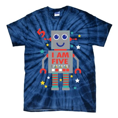 I Am Five Robot Funny Robotics 5 Year Old Birthday Party Tie-Dye T-Shirt