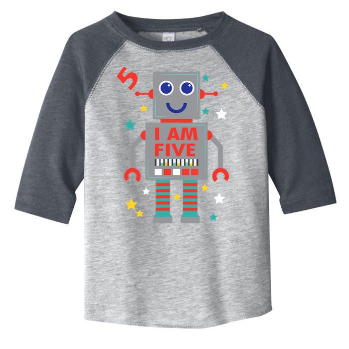 I Am Five Robot Funny Robotics 5 Year Old Birthday Party Toddler Fine Jersey T-Shirt