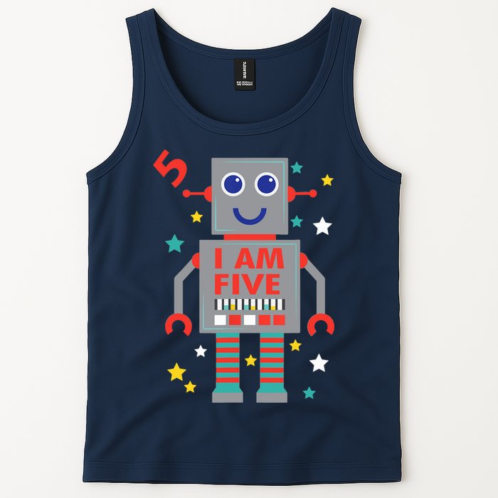 I Am Five Robot Funny Robotics 5 Year Old Birthday Party Tank Top