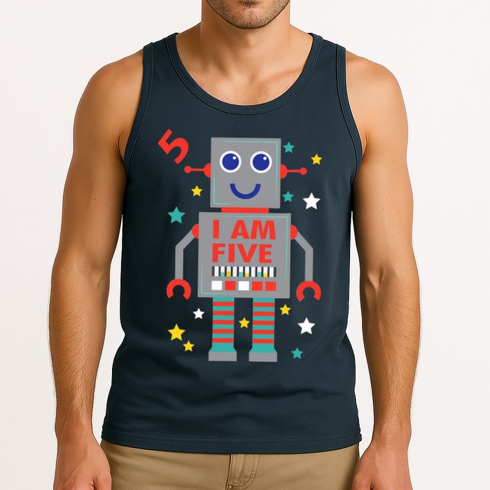 I Am Five Robot Funny Robotics 5 Year Old Birthday Party Tank Top