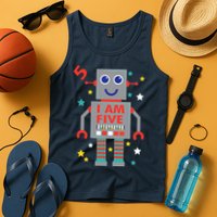I Am Five Robot Funny Robotics 5 Year Old Birthday Party Tank Top