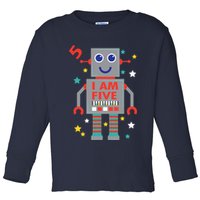 I Am Five Robot Funny Robotics 5 Year Old Birthday Party Toddler Long Sleeve Shirt