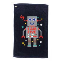 I Am Five Robot Funny Robotics 5 Year Old Birthday Party Platinum Collection Golf Towel