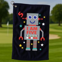 I Am Five Robot Funny Robotics 5 Year Old Birthday Party Golf Towel