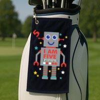 I Am Five Robot Funny Robotics 5 Year Old Birthday Party Golf Towel