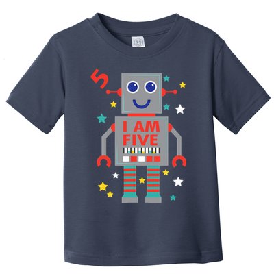 I Am Five Robot Funny Robotics 5 Year Old Birthday Party Toddler T-Shirt