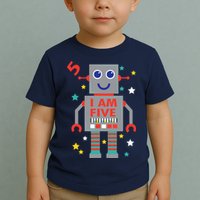 I Am Five Robot Funny Robotics 5 Year Old Birthday Party Toddler T-Shirt