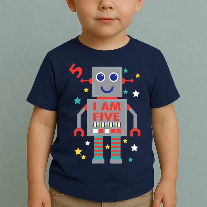 I Am Five Robot Funny Robotics 5 Year Old Birthday Party Toddler T-Shirt