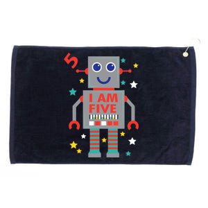 I Am Five Robot Funny Robotics 5 Year Old Birthday Party Grommeted Golf Towel