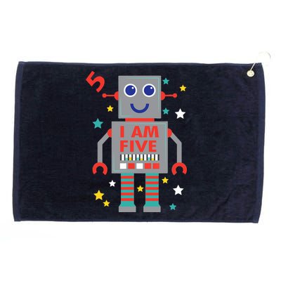 I Am Five Robot Funny Robotics 5 Year Old Birthday Party Grommeted Golf Towel