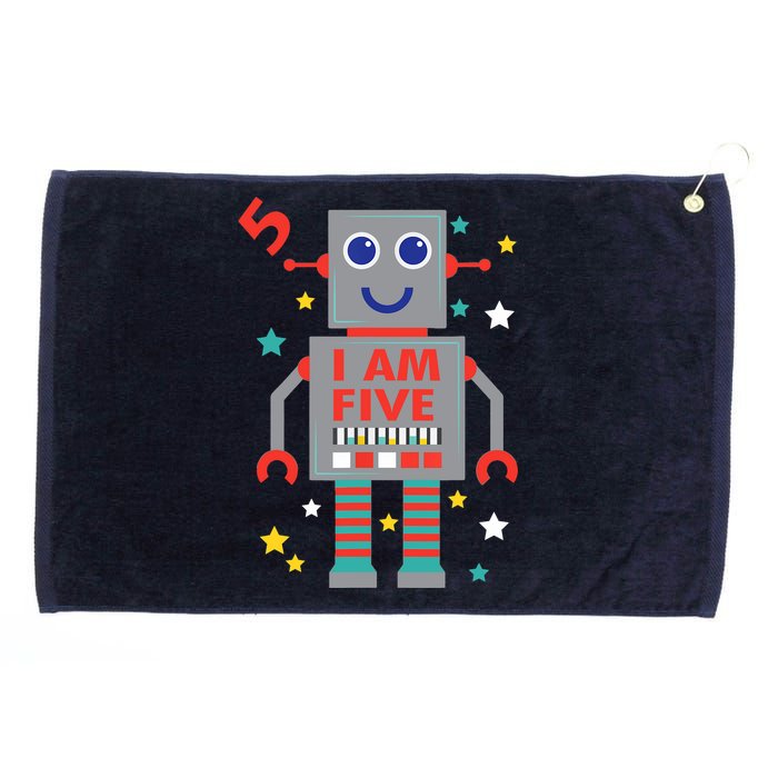 I Am Five Robot Funny Robotics 5 Year Old Birthday Party Grommeted Golf Towel