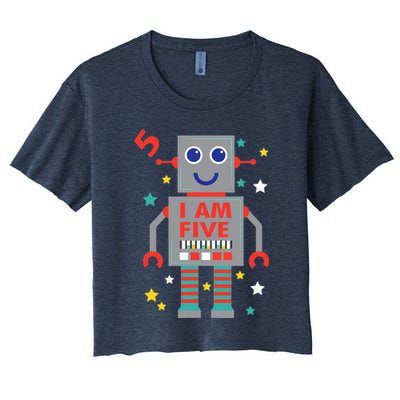 I Am Five Robot Funny Robotics 5 Year Old Birthday Party Crop Top