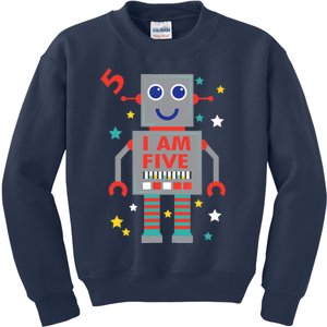 I Am Five Robot Funny Robotics 5 Year Old Birthday Party Kids Sweatshirt