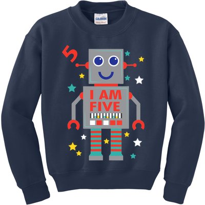 I Am Five Robot Funny Robotics 5 Year Old Birthday Party Kids Sweatshirt