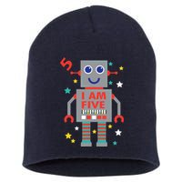 I Am Five Robot Funny Robotics 5 Year Old Birthday Party Short Acrylic Beanie
