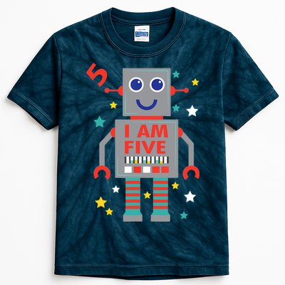 I Am Five Robot Funny Robotics 5 Year Old Birthday Party Kids Tie-Dye T-Shirt