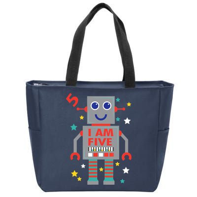 I Am Five Robot Funny Robotics 5 Year Old Birthday Party Zip Tote Bag